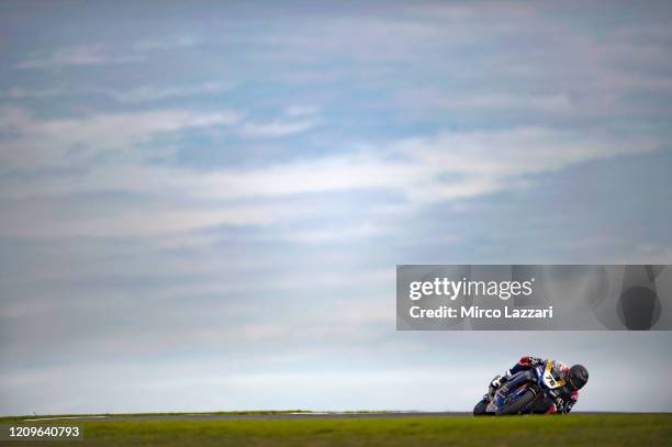 Loris Baz of France and Ten Kate Racing Yamaha rounds the bend during the Superbike race 2 during the 2020 Superbike World Championship at Phillip...