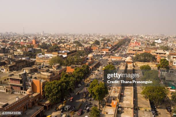 panorama of old delhi, india - new delhi stock pictures, royalty-free photos & images