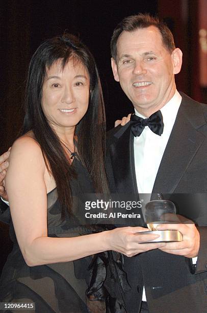 Vera Wang and Bernd Beetz, CEO of Coty Inc, with his Beautiful Apple Award