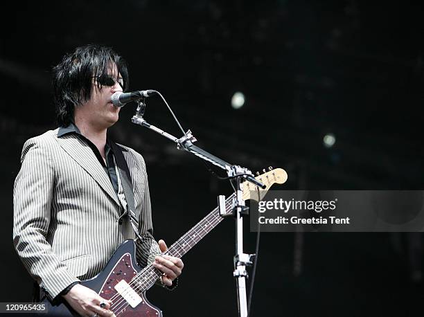 Troy van Leeuwen of the band Queens of the Stone Age performs live on day 3 of the 39th Pinkpop Festival on June 1, 2008 in Landgraaf, Netherlands.