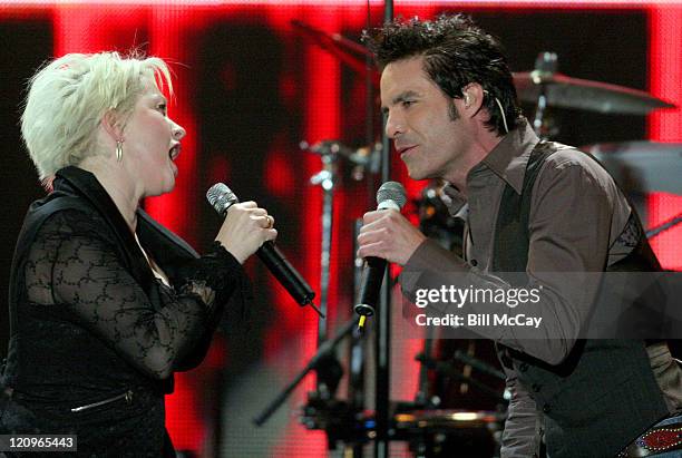 Cyndi Lauper and Pat Monahan of Train during VH1's "Decades Rock Live" Honors Cyndi Lauper - November 11, 2005 at Trump Taj Mahal in Atlantic City,...