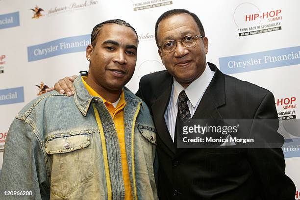 Don Omar and Dr. Ben Chavis during 2006 Hip Hop Summit Sponsored By Chrysler Financial at Wayne State University's Bonstelle Theatre in Detroit,...