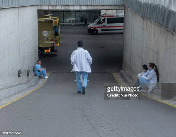 An health workers in Barcelona, Spain, on April 5, 2020 during the Coronavirus emergency