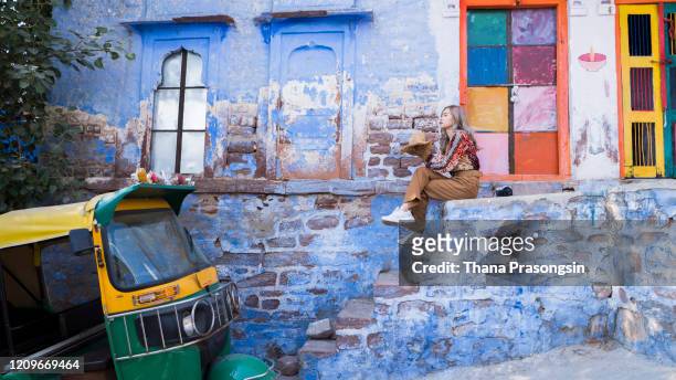 admiring the city of udaipur - sabbatical stockfoto's en -beelden