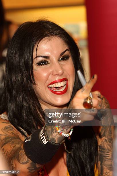 Tattoo Artist and star of the television show "LA Ink" Kat Von D signs copies of her new book "High Voltage Tattoo" at Borders Book Store March 7,...