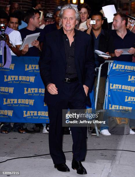 Actor Michael Douglas visits "Late Show with David Letterman" at the Ed Sullivan Theater on September 8, 2009 in New York City.