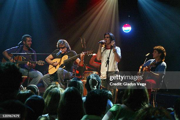 Juanes and Jose Feliciano during Juanes "Acustico" Concert Sponsored By Pepsi - August 3, 2005 at Pier 10 in San Juan, Puerto Rico.