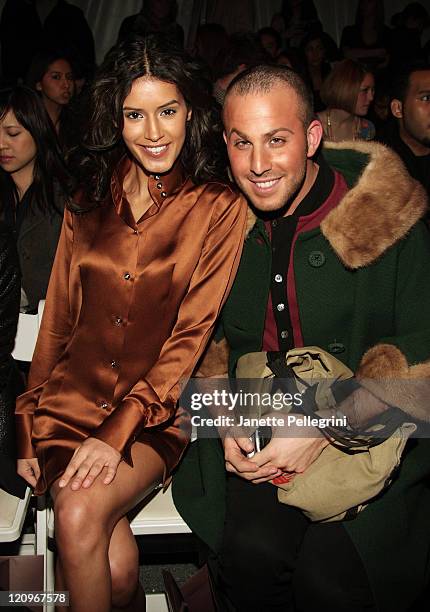 Model Jaslene Gonzalez and Micah Jesse attend Domenico Vacca Fall 2009 during Mercedes-Benz Fashion Week at The Salon in Bryant Park on February 17,...