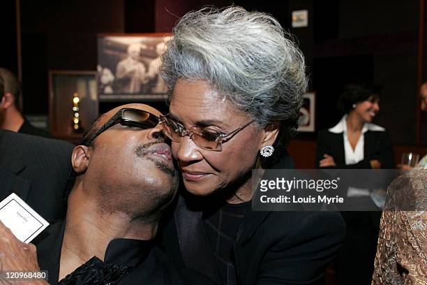 Stevie Wonder and Nancy Wilson during The United Negro College Fund Hosts An Evening of Stars Tribute to Quincy Jones - VIP Reception at Kodak...