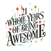 21 Years Birthday and 21 years Anniversary Celebration Typo