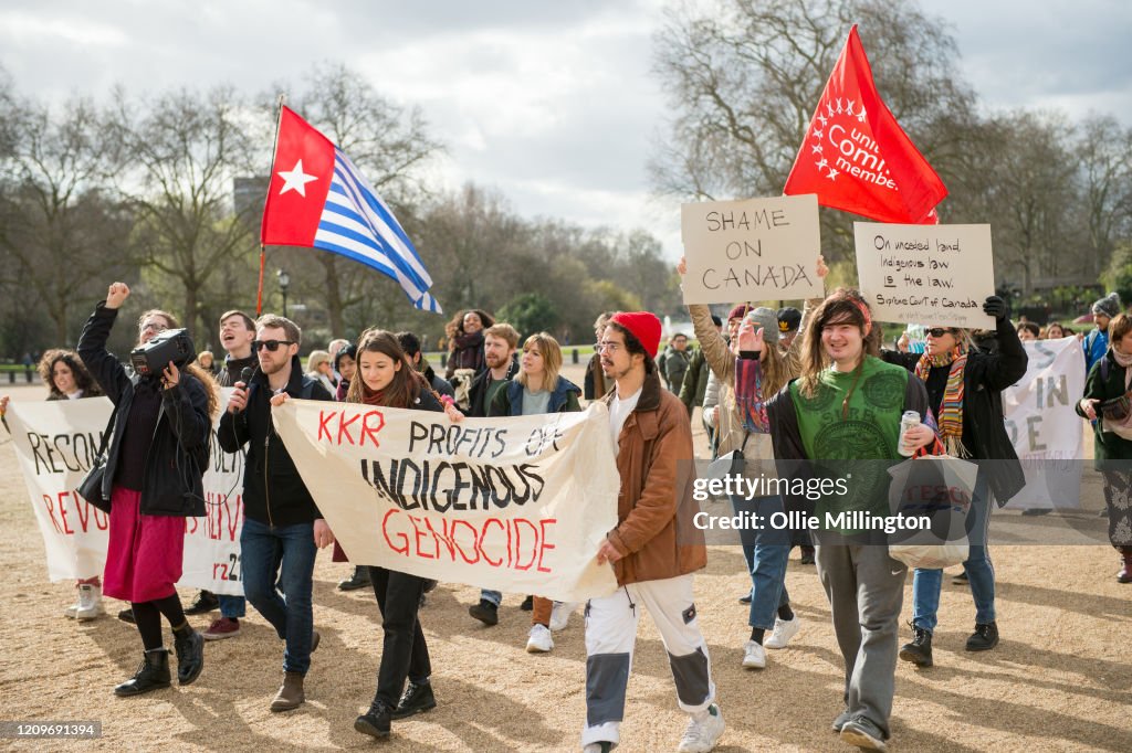 Climate Conscious Groups Unite To Protest For The Wet'Su'Wetan Against The TC Energy Coastal GasLink Gas Pipeline In Canada