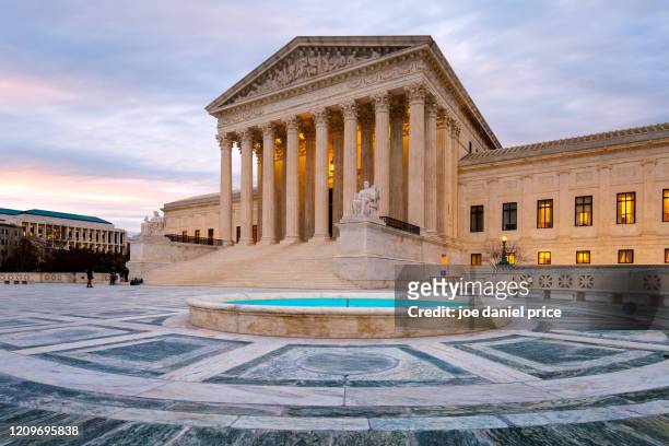 blue hour, united states supreme court building, washington dc, america - washington dc cityscape stock pictures, royalty-free photos & images