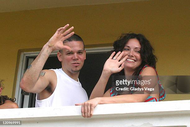 Rene of Calle 13 and Denise Quiones, Miss Universe 2001