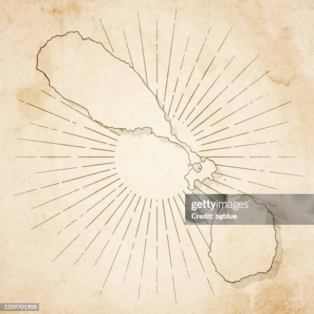 Saint Kitts and Nevis map in retro vintage style - old textured paper ...