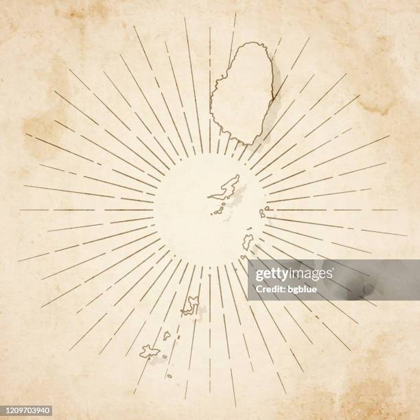 saint vincent and the grenadines map in retro vintage style - old textured paper - tobago cays grenadines stock illustrations