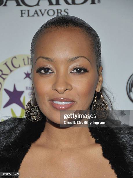 Actress Jennia Fredrique attends the Cedric The Entertainer Reaching Out And Giving Back Event at Pacfic Design Center on November 12, 2009 in West...
