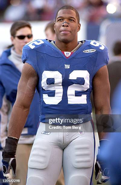 New York Giants defensive end Michael Strahan on the sidelines during Philadelphia Eagles vs New York Giants game on November 20, 2005. The New York...