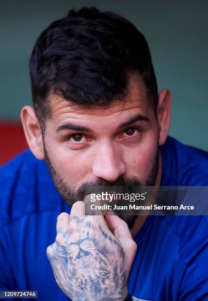 Iago Herrerinof Athletic Club looks on prior to the start the La Liga match between Athletic Club and Villarreal CF at San Mames Stadium on March 01,...
