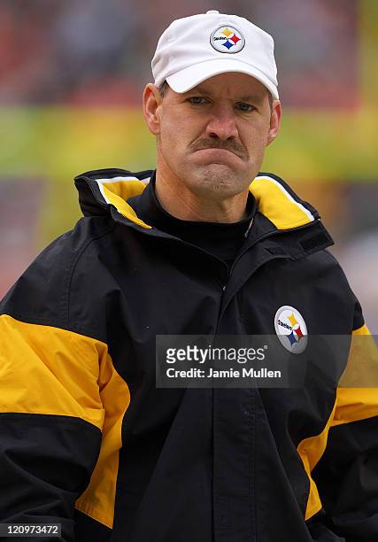 Pittsburgh Steelers Head Coach, Bill Cowher, reacts to a penalty called during the game against the Cleveland Browns, Sunday December 24, 2005 at...