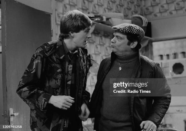 Actors Nicholas Lyndhurst and David Jason in a scene from episode 'As One Door Closes' of the BBC television series 'Only Fools and Horses', March...