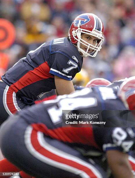 Bills quarterback JP Losman at the line of scrimmage during game between the Green Bay Packers and the Buffalo Bills at Ralph Wilson Stadium in...