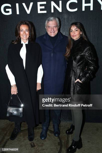 Chief Executive Officer of LVMH Fashion Group Sidney Toledano, his wife Katia Toledano and their Daughter Julia attends the Givenchy show as part of...