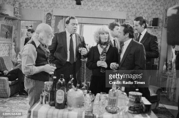 Actors Buster Merryfield, Mike Kemp, Maureen Sweeney, Kenneth MacDonald , David Jason and John Challis in a scene from episode 'Strained Relations'...