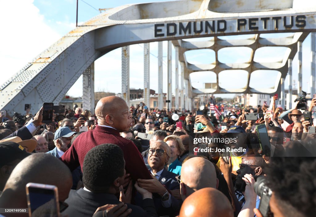 Presidential Democratic Candidates March Across Edmund Pettus Bridge Marking 55th Anniversary Of Selma's Bloody Sunday