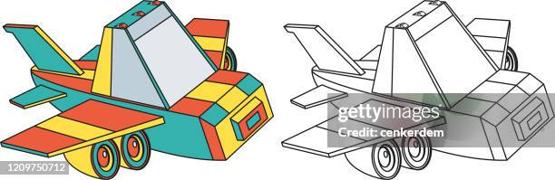 illustrations, cliparts, dessins animés et icônes de livre de coloriage - avion supersonique