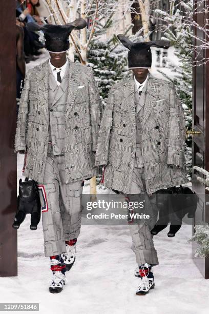 Model walks the runway during the Thom Browne as part of the Paris Fashion Week Womenswear Fall/Winter 2020/2021 on March 01, 2020 in Paris, France.