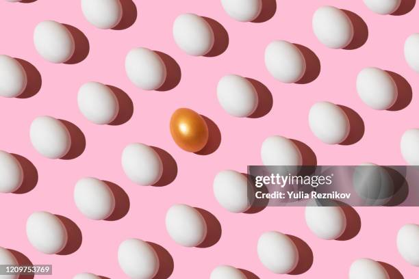 animal eggs on the pink background - gold egg stock pictures, royalty-free photos & images