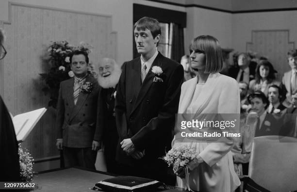 Actors David Jason, Buster Merryfield, Nicholas Lyndhurst , Gwyneth Strong , Patrick Murray and Roger Lloyd-Pack in a scene from episode 'Little...