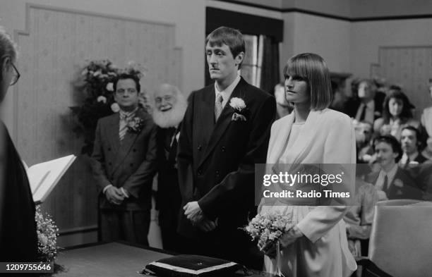 Actors David Jason, Buster Merryfield, Nicholas Lyndhurst , Gwyneth Strong , Patrick Murray and Roger Lloyd-Pack in a scene from episode 'Little...