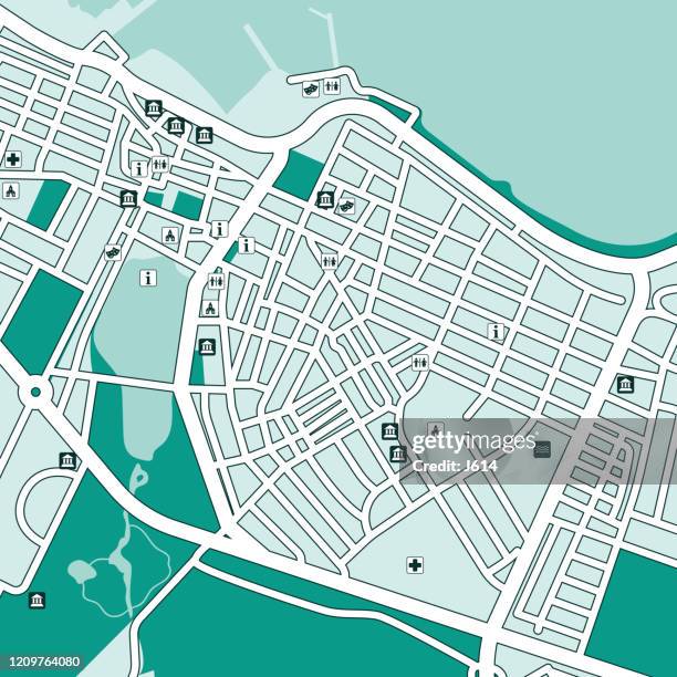 reykjavik city centre tourist map - street map stock illustrations