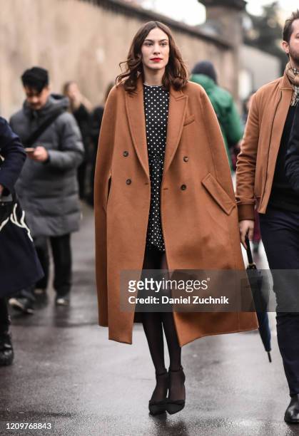 Alexa Chung is seen outside the Valentino show during Paris Fashion Week: AW20 on March 01, 2020 in Paris, France.