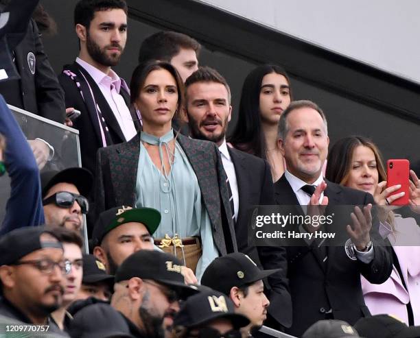 David Beckham and Victoria Beckham before the game between the Inter Miami CF and the Los Angeles FC at Banc of California Stadium on March 01, 2020...