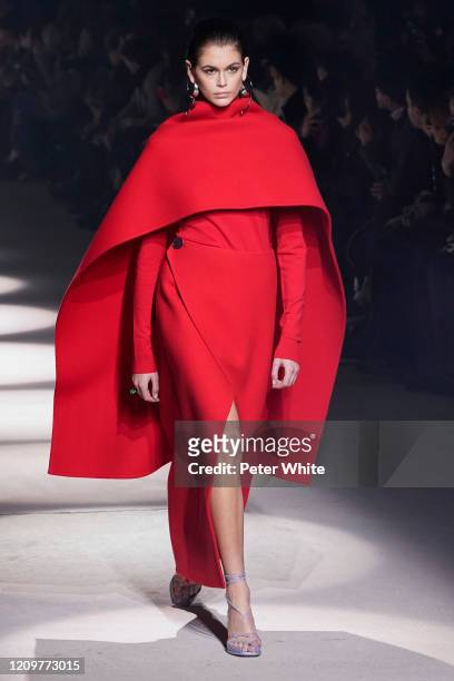 Kaia Gerber walks the runway during the Givenchy as part of the Paris Fashion Week Womenswear Fall/Winter 2020/2021 on March 01, 2020 in Paris,...