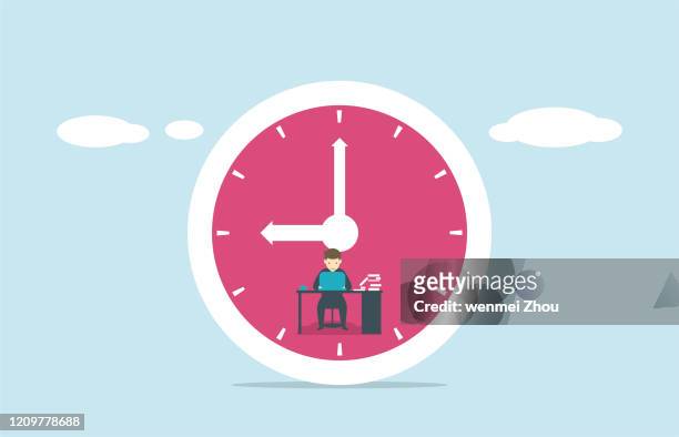 overworked - clock face stock illustrations