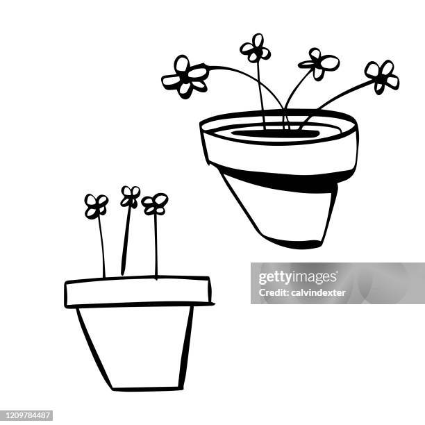 ilustrações, clipart, desenhos animados e ícones de ilustrações de tinta de vasos de flores - vaso de flor