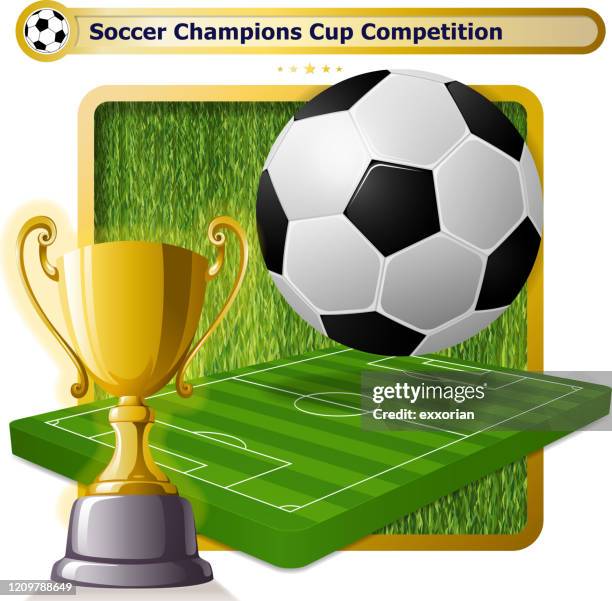 soccer champions cup competition symbol - meadow logo stock illustrations