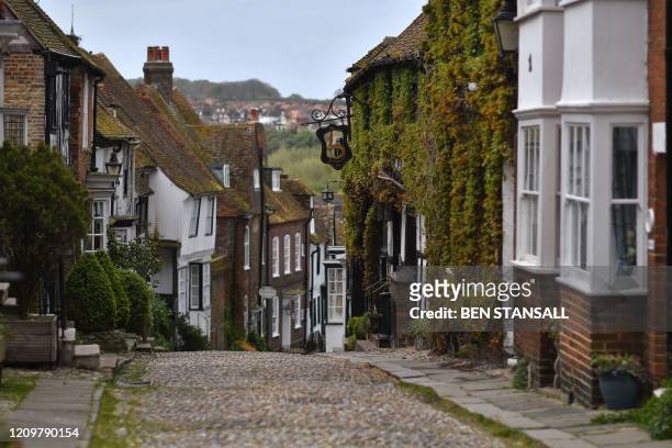 The deserted streets of Rye are pictured in southern England on April 13 as life in Britain continues over the Easter weekend, during the nationwide...