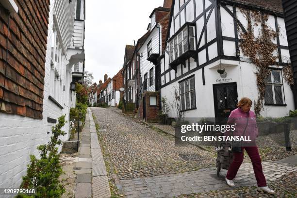 The near-deserted streets of Rye are pictured in southern England on April 13 as life in Britain continues over the Easter weekend, during the...