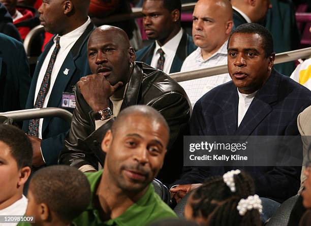 Michael Jordan and Ahmad Rashad during the Brand Jordan All-American Game at Madison square Garden, New York on April 21, 2007.