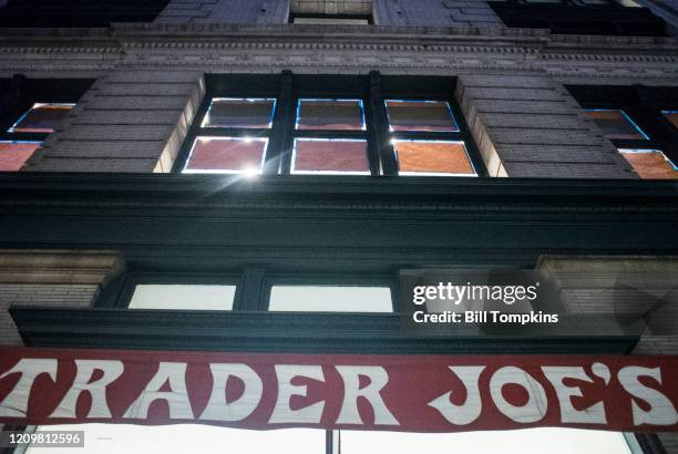 March 1: MANDATORY CREDIT Bill Tompkins/Getty Images The Trader Joe's storefront on March 1, 2020 in New York City. Founder Joe Coulombe died at his...