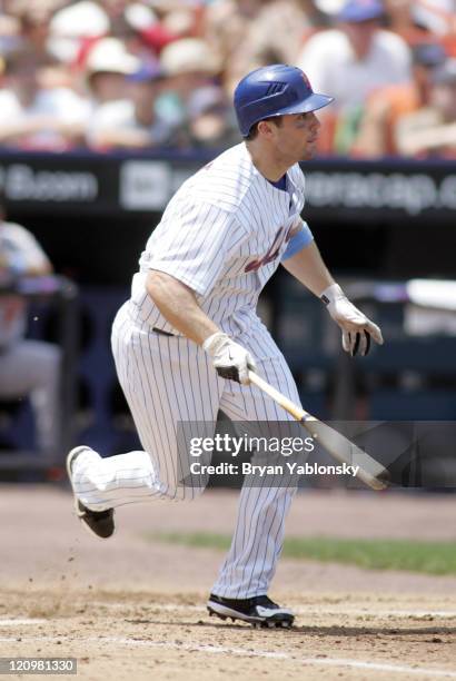 David Wright of the New York Mets hitting during regular season MLB game against Baltimore Orioles, played at Shea Stadium in Flushing, New York on...