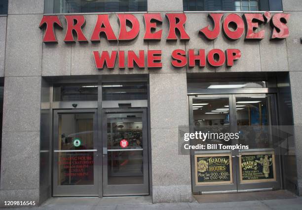 March 1: MANDATORY CREDIT Bill Tompkins/Getty Images The Trader Joe's storefront on March 1, 2020 in New York City. Founder Joe Coulombe died at his...