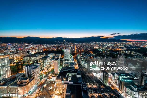 札幌夜景、日本市スカイライン - 札幌市 ストックフォトと画像