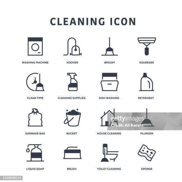 cleaning icons - window cleaner stock illustrations