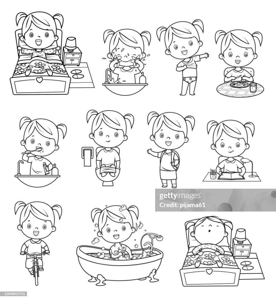 Black and White, kids daily routine activities