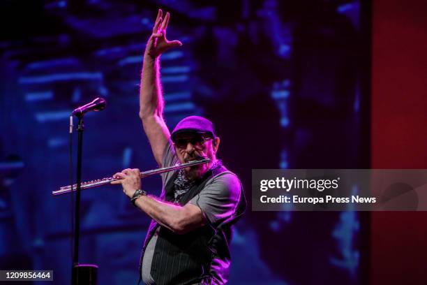 Singer Ian Anderson is seen on stage with his band Jethro Tull on the Prog Years concert on February 29, 2020 in Madrid, Spain.